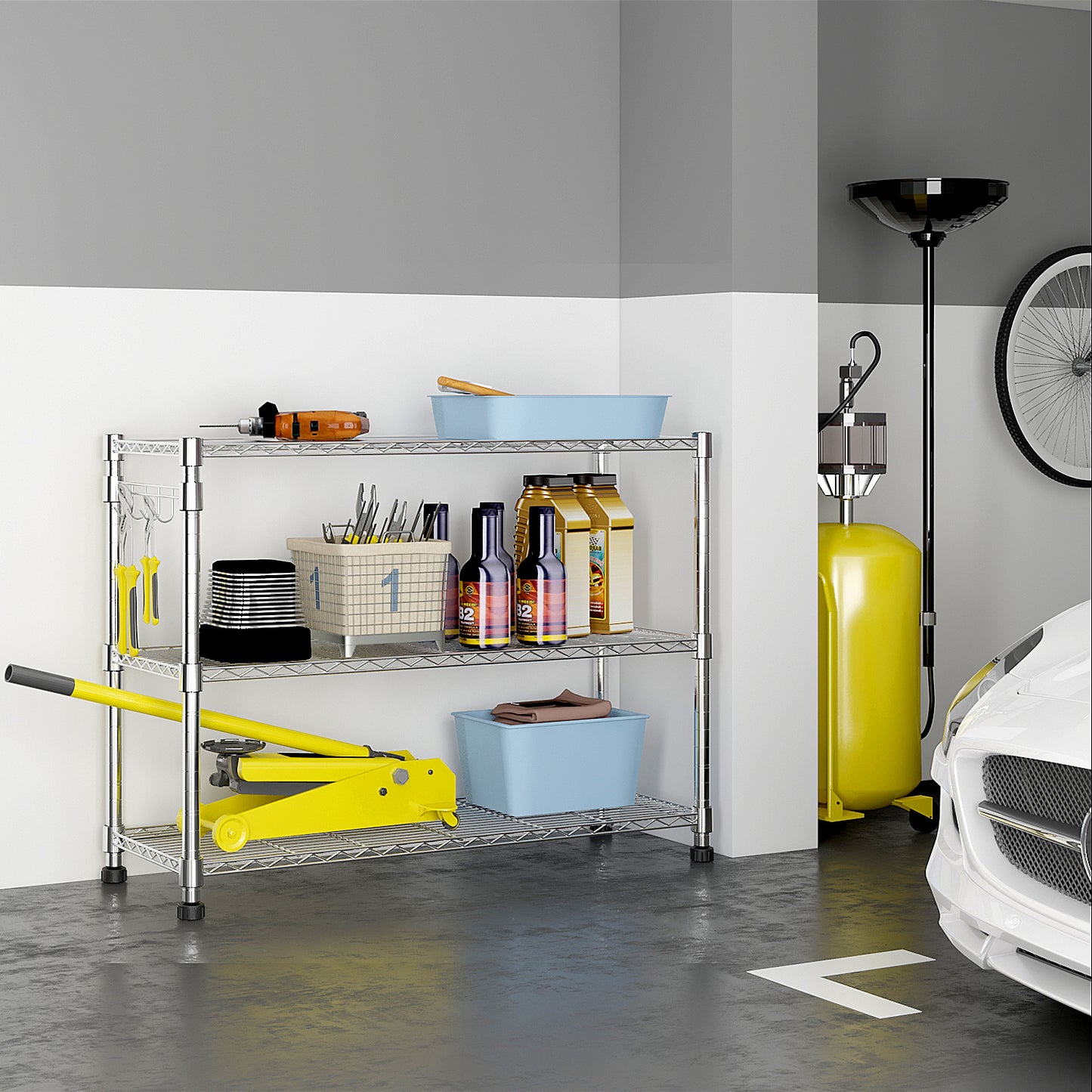 6-Tier disassembly and free assembly NSF-Certified Steel Wire Shelving with Wheels