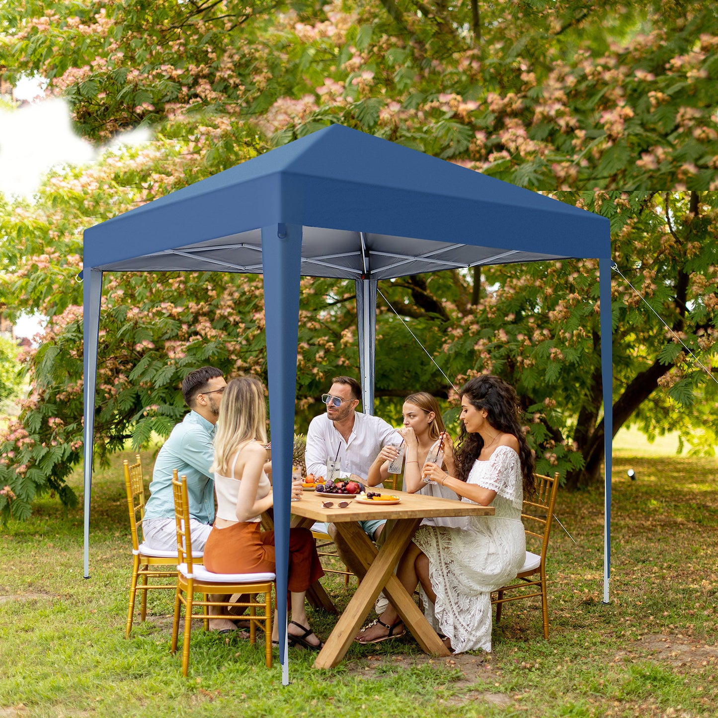 2 x 2m Two Doors & Two Windows Practical Waterproof Right-Angle Folding Tent Blue