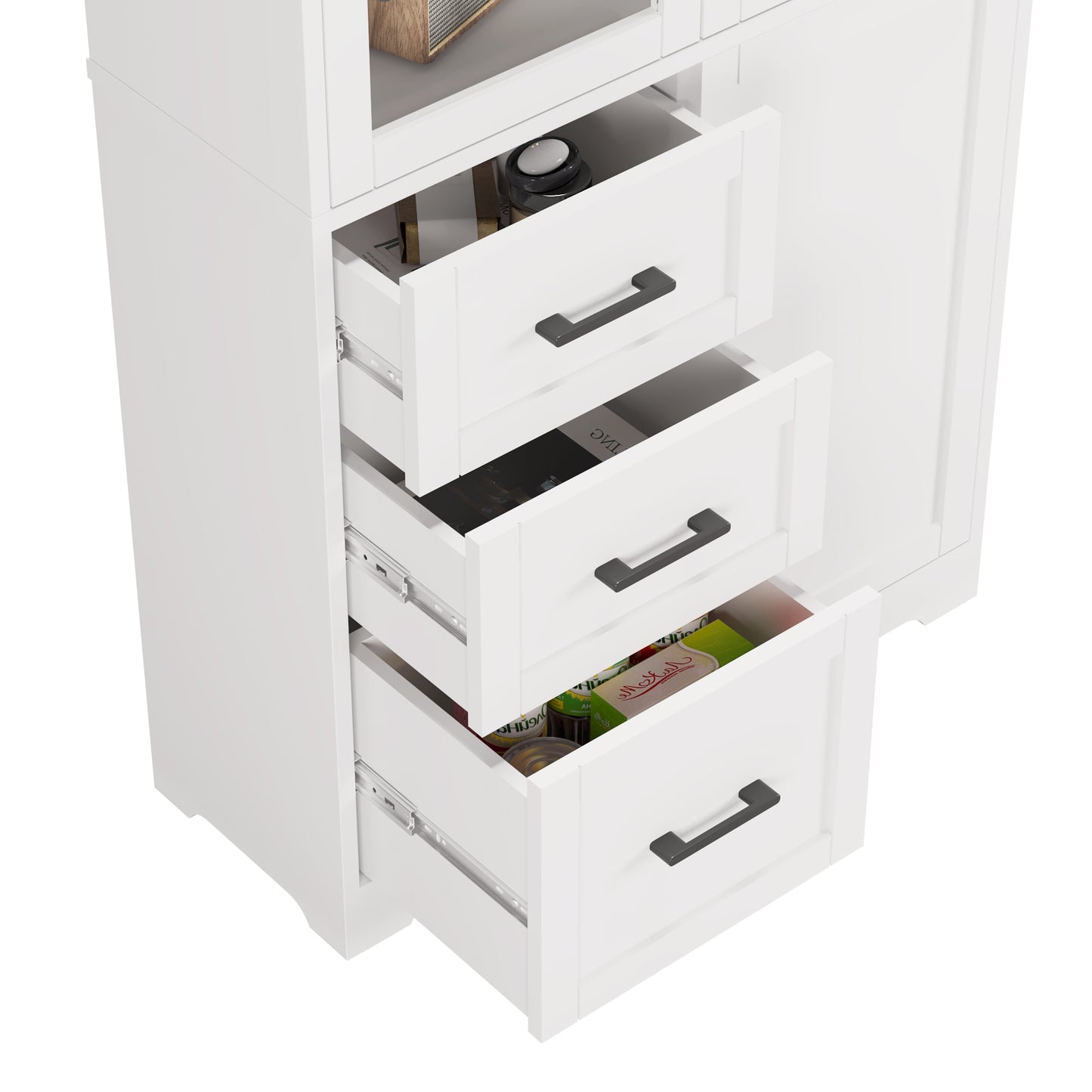 3 doors 3 drawers 5 layers Triamine board veneer 78*38.5*170cm display cabinet white N001