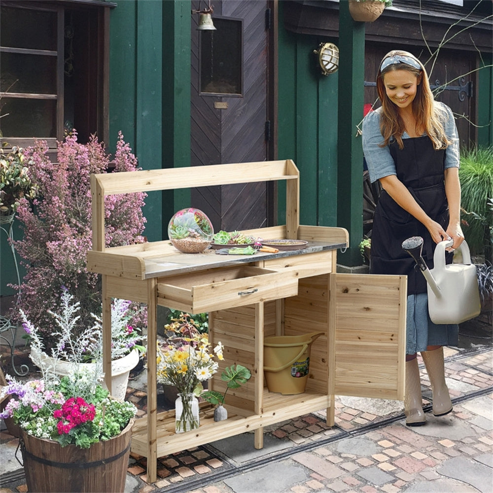 Garden Work Bench、Open Shelf Storage