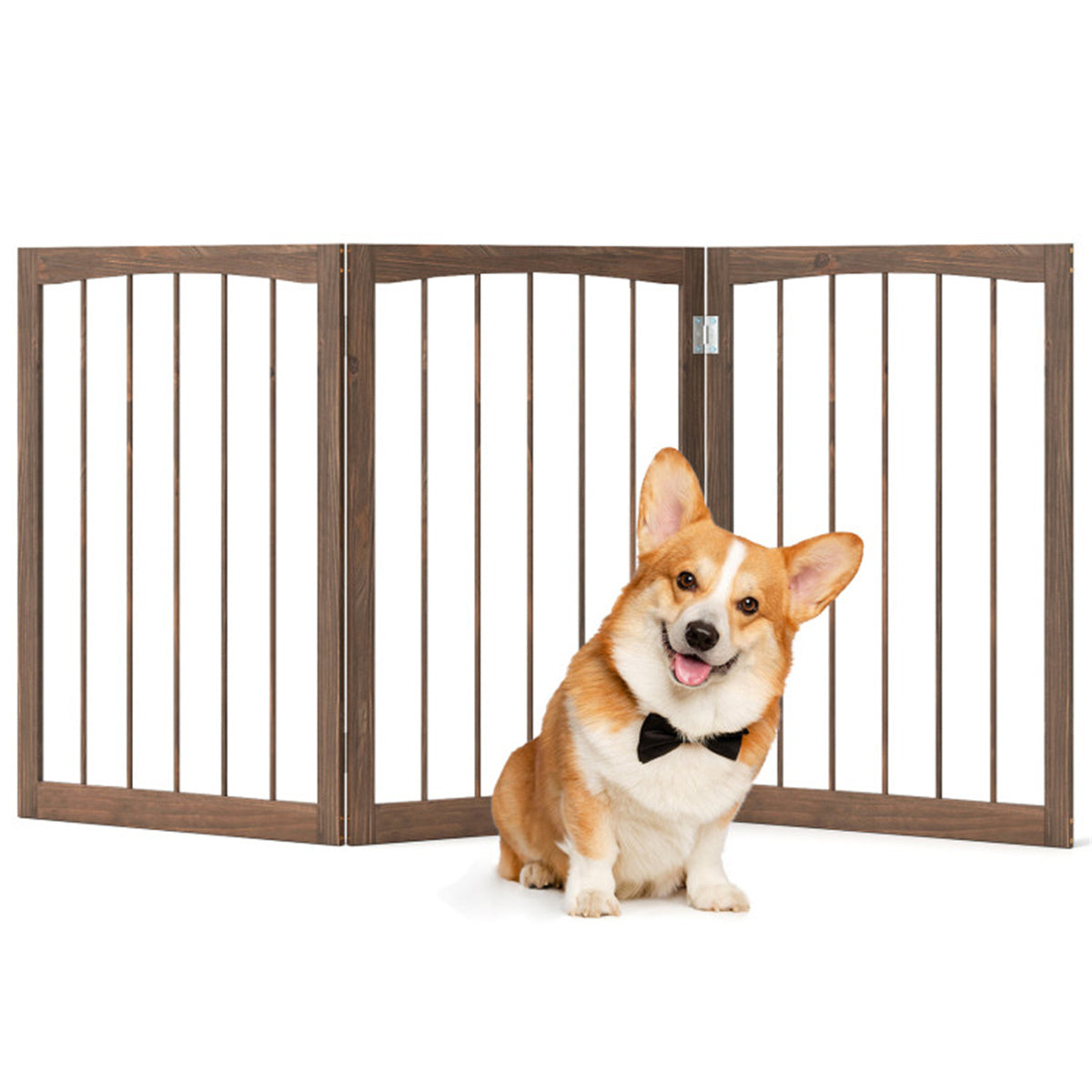 63" x 30" Brown Wooden Pet Fence