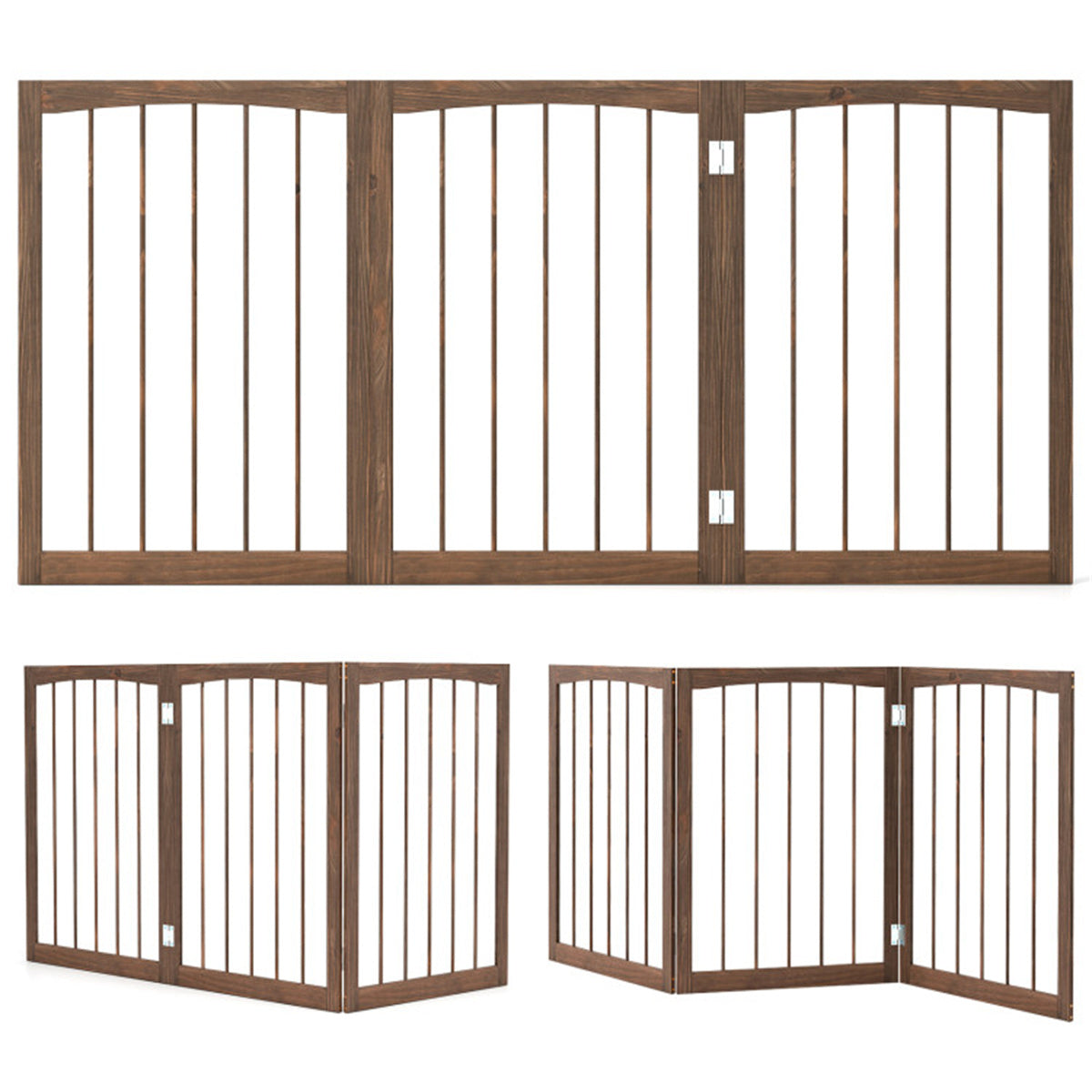 63" x 30" Brown Wooden Pet Fence