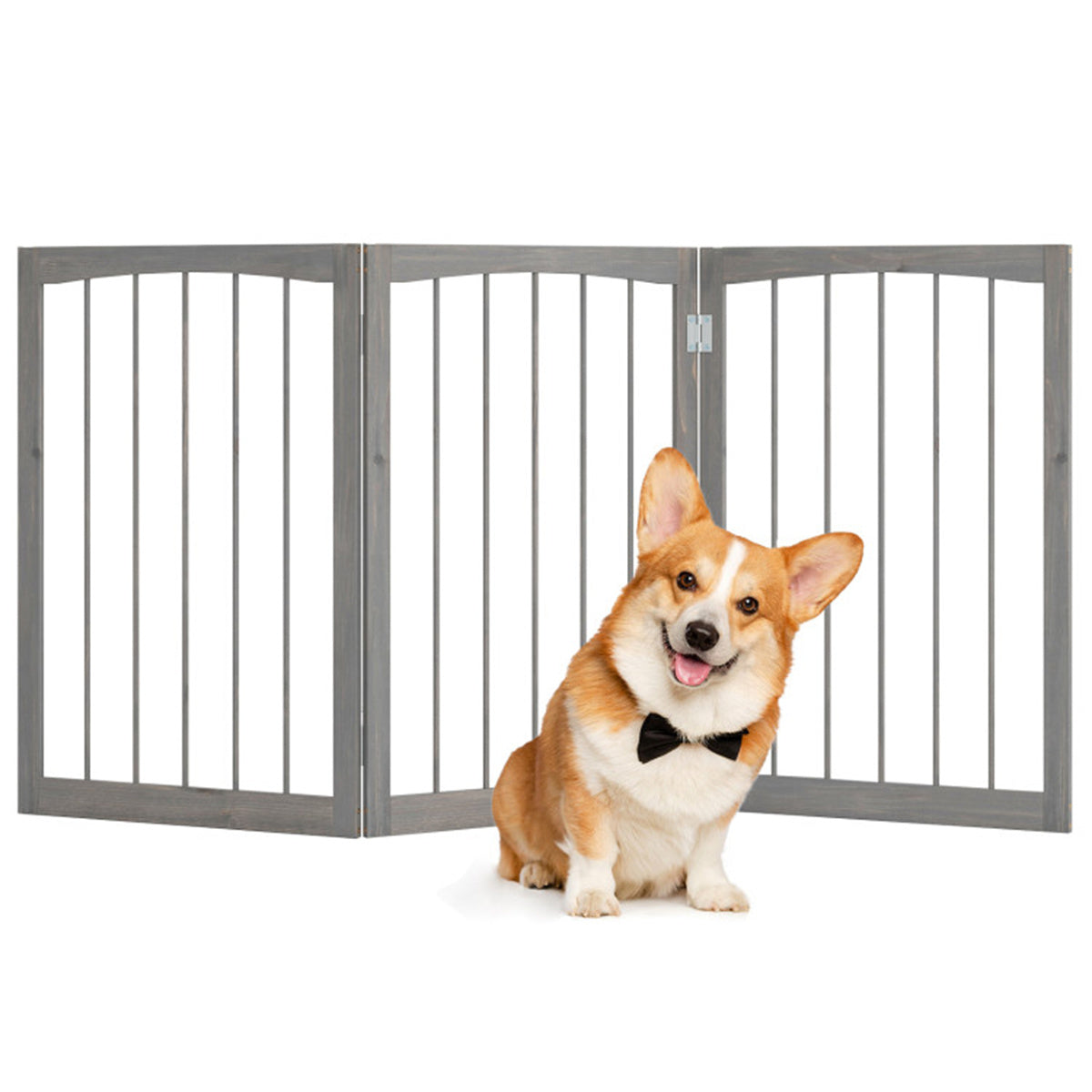 63" x 30" Gray Wooden Pet Fence