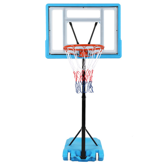 PVC Transparent Board Basket Frame Adjustable 115-135cm Poolside Basketball Hoop Blue