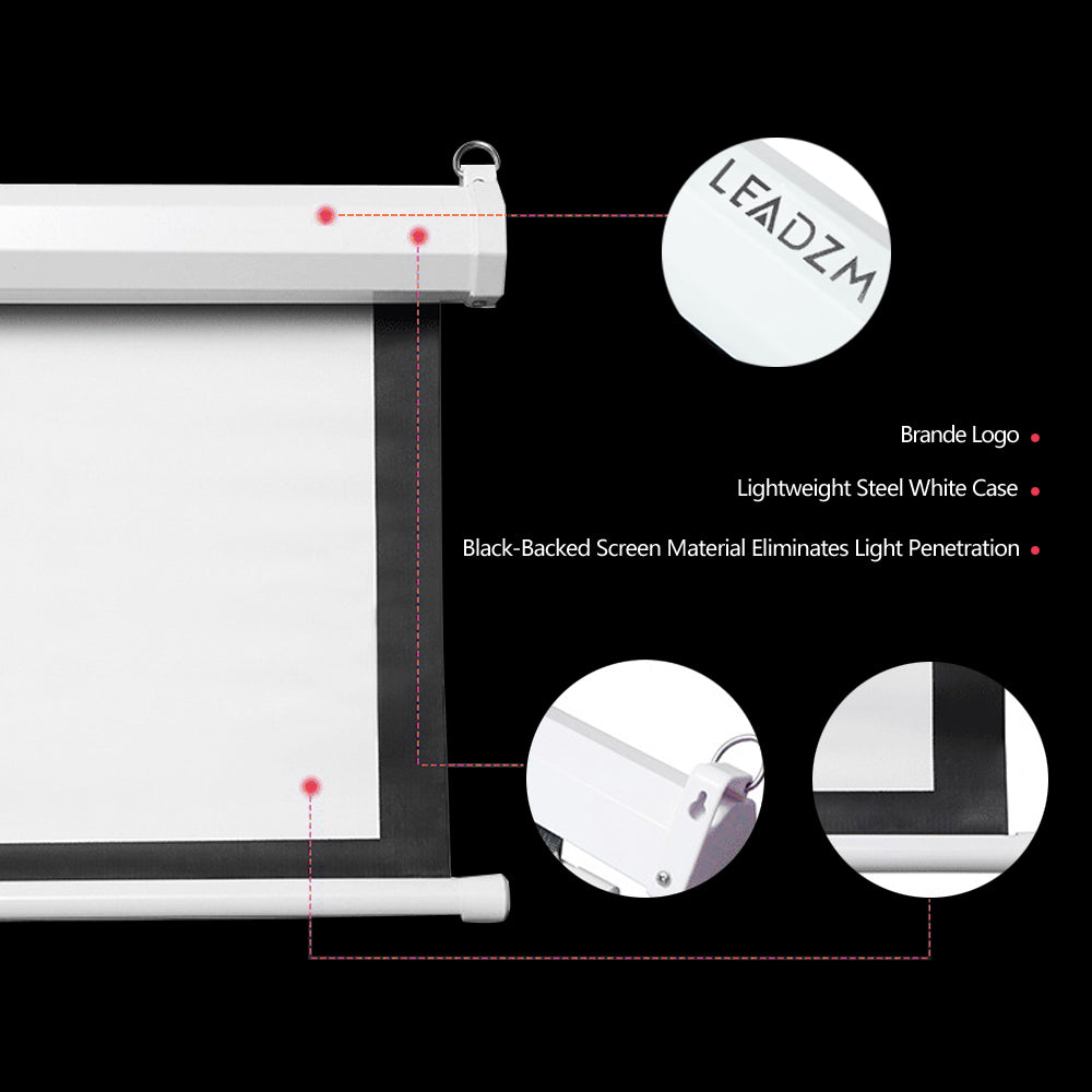 100" 4:3 80" x 60" Viewing Area Motorized Projector Screen with Remote Control Matte White
