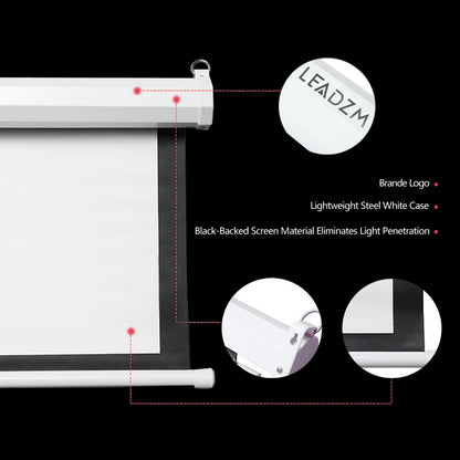 100" 4:3 80" x 60" Viewing Area Motorized Projector Screen with Remote Control Matte White
