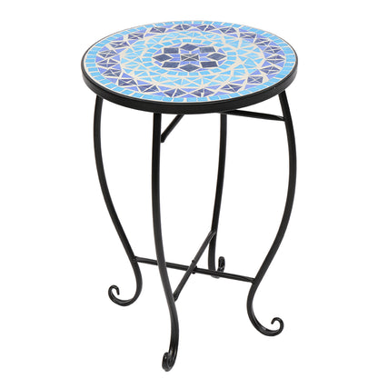 Inlaid With Diamond-Colored Sea Mosaics With Round Terrace Bistro Tables