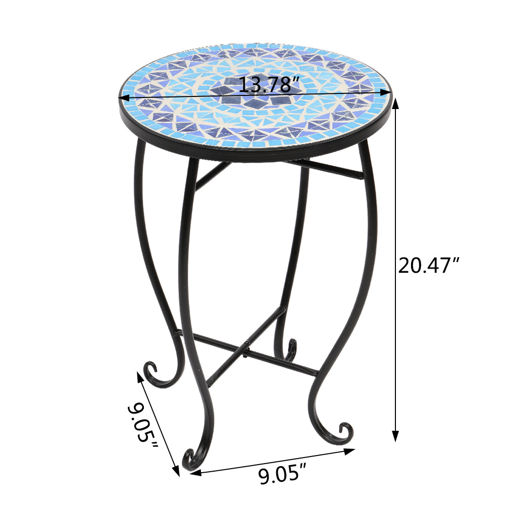 Inlaid With Diamond-Colored Sea Mosaics With Round Terrace Bistro Tables