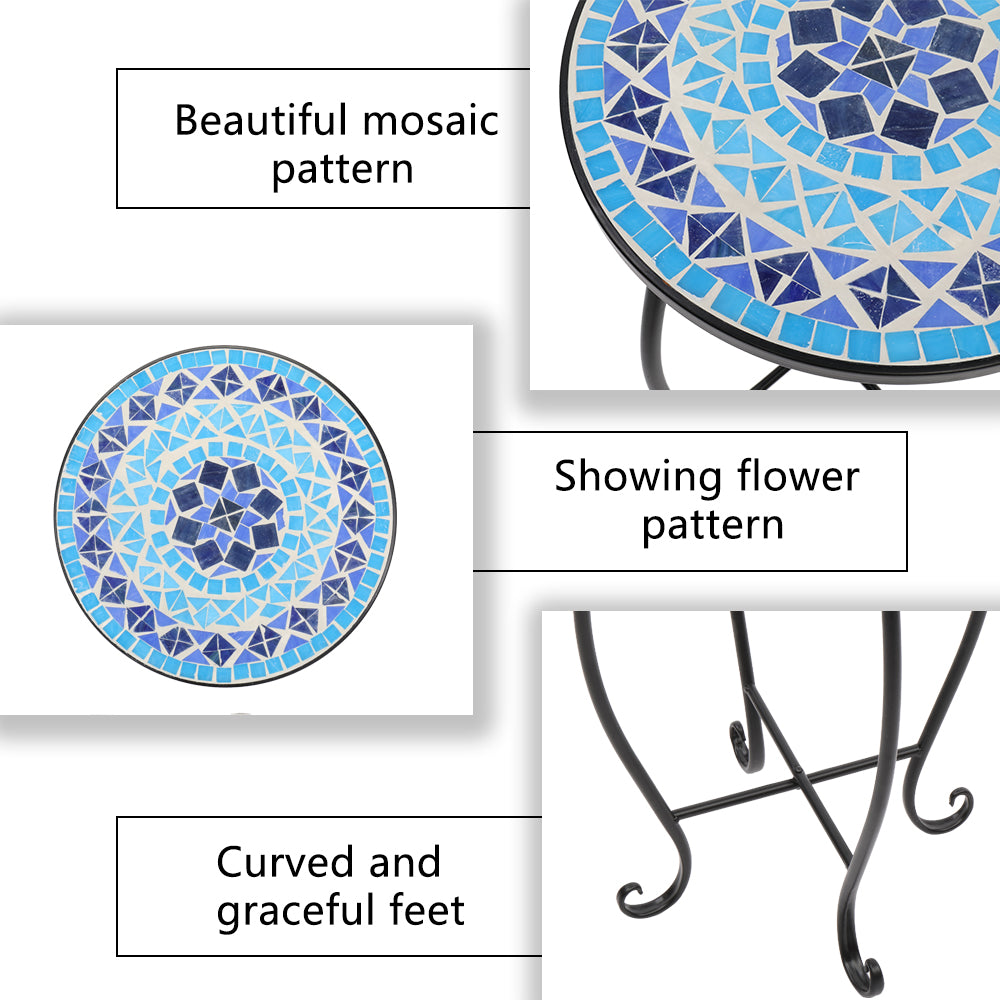 Inlaid With Diamond-Colored Sea Mosaics With Round Terrace Bistro Tables