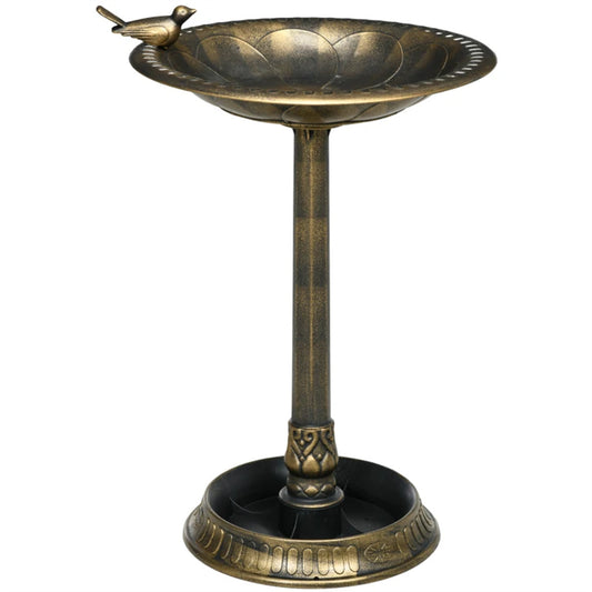 #96 28 "bird bath feeder with flowerpot base, bronze