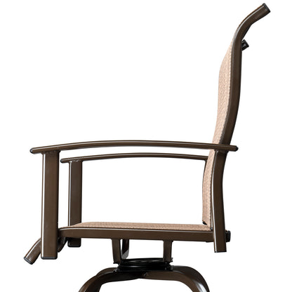2pcs Wrought Iron Swivel Bar Chair Patio Swivel Bar Stools Brown
