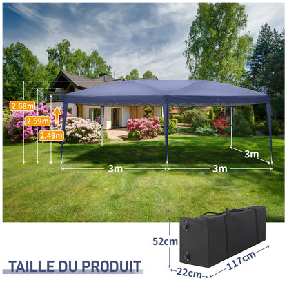 3 x 6m Four Windows Practical Waterproof Folding Tent Blue