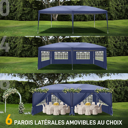3 x 6m Four Windows Practical Waterproof Folding Tent Blue