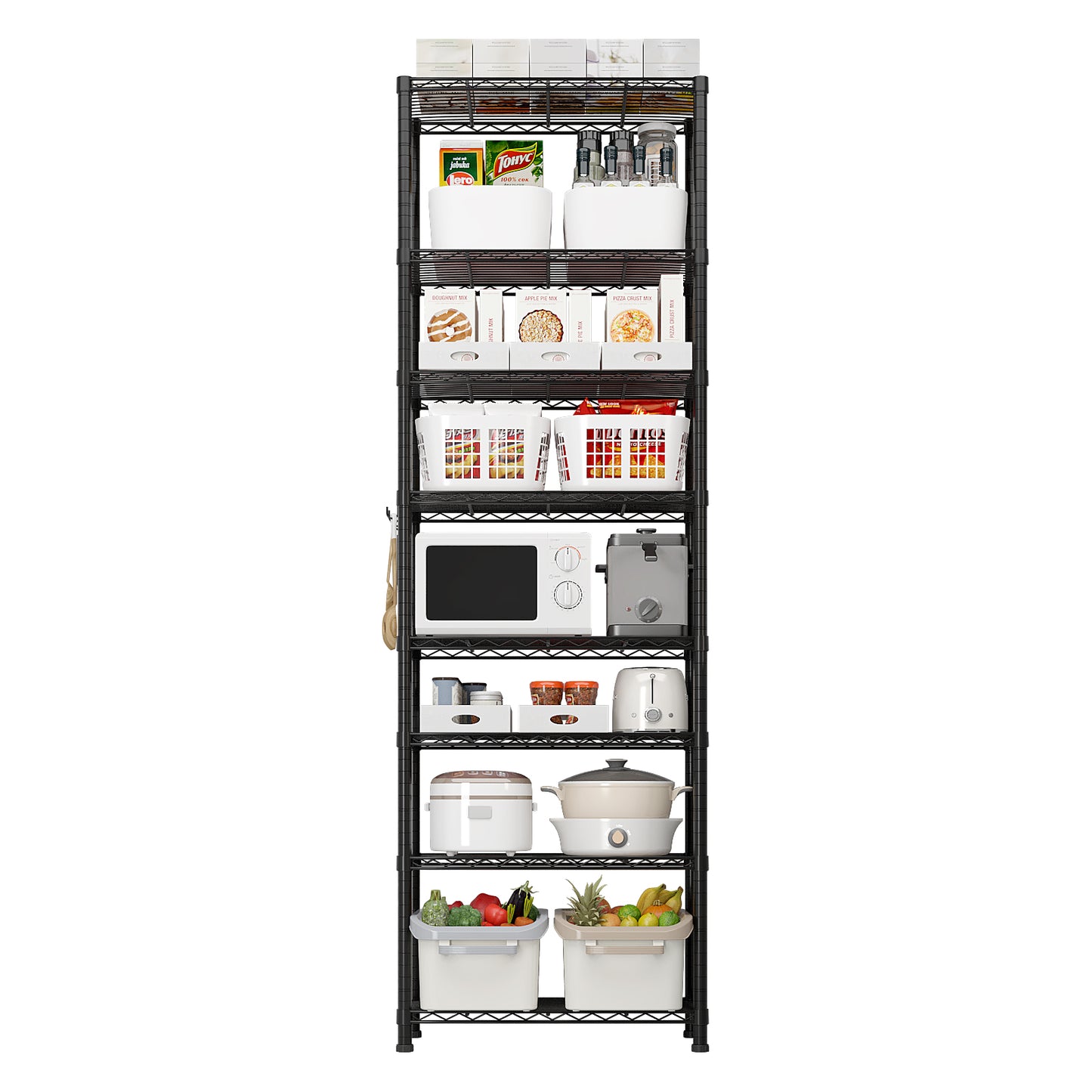 8 tier Heavy Duty Storage Shelves  78.74" H   Wire Shelving Unit with Wheels 1600LBS  NSF Metal Shelves for Storage Adjustable Garage Storage Rack Pantry Shelf Commercial Shelving, 78.74" H X 23.62''W