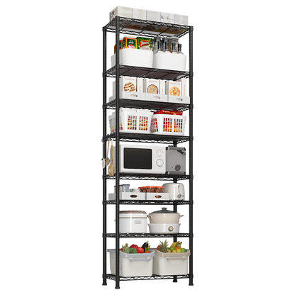 8 tier Heavy Duty Storage Shelves  78.74" H   Wire Shelving Unit with Wheels 1600LBS  NSF Metal Shelves for Storage Adjustable Garage Storage Rack Pantry Shelf Commercial Shelving, 78.74" H X 23.62''W