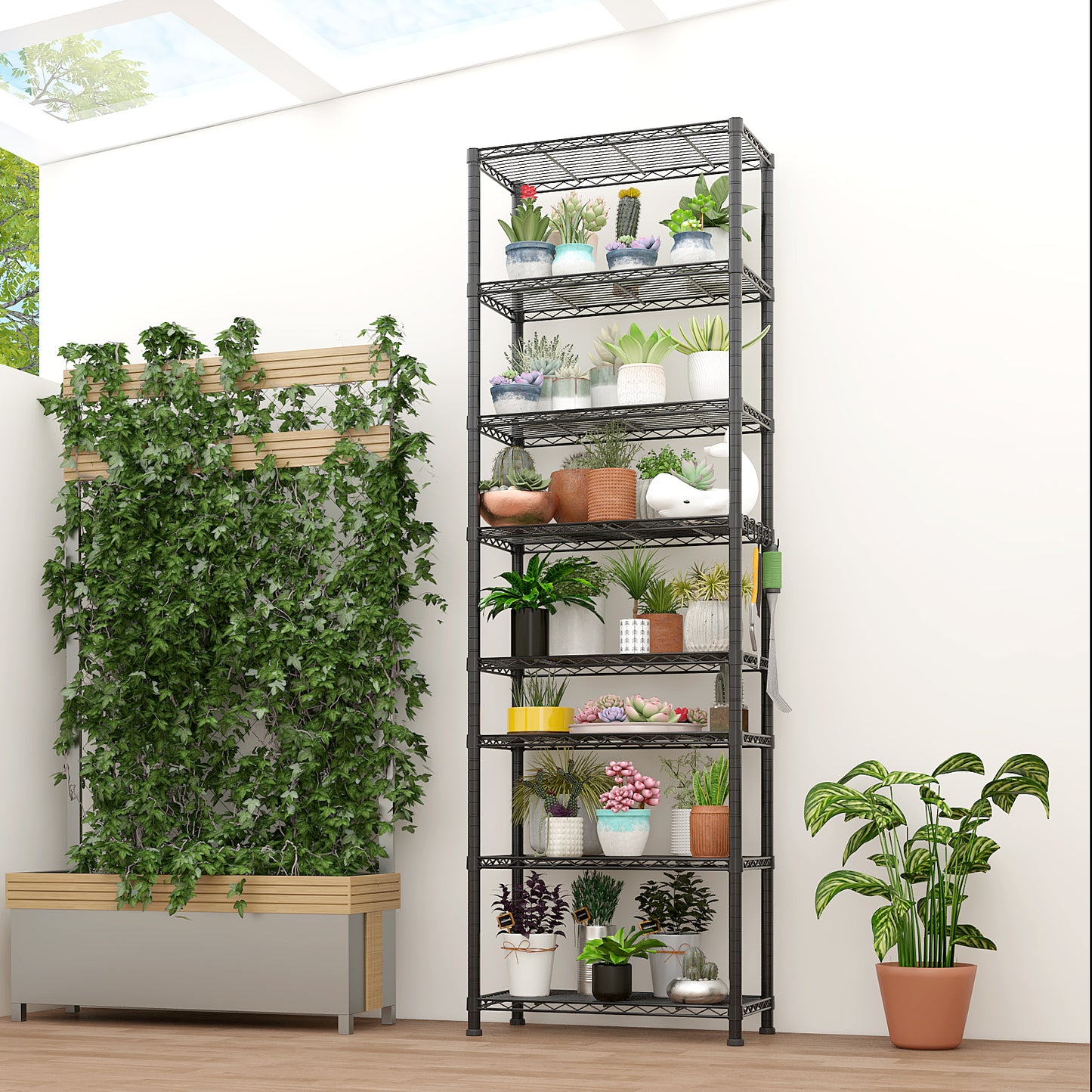 8 tier Heavy Duty Storage Shelves  78.74" H   Wire Shelving Unit with Wheels 1600LBS  NSF Metal Shelves for Storage Adjustable Garage Storage Rack Pantry Shelf Commercial Shelving, 78.74" H X 23.62''W