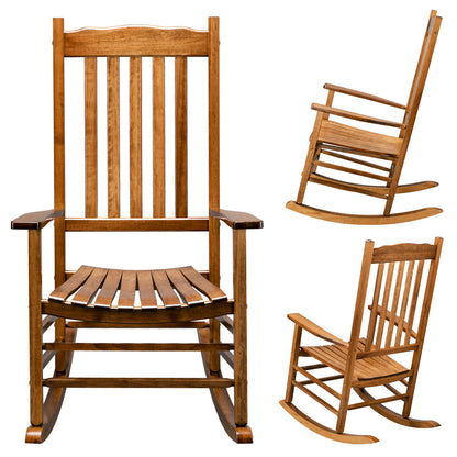 Square Wooden Rocking Chair Wavy Backboard Original Color