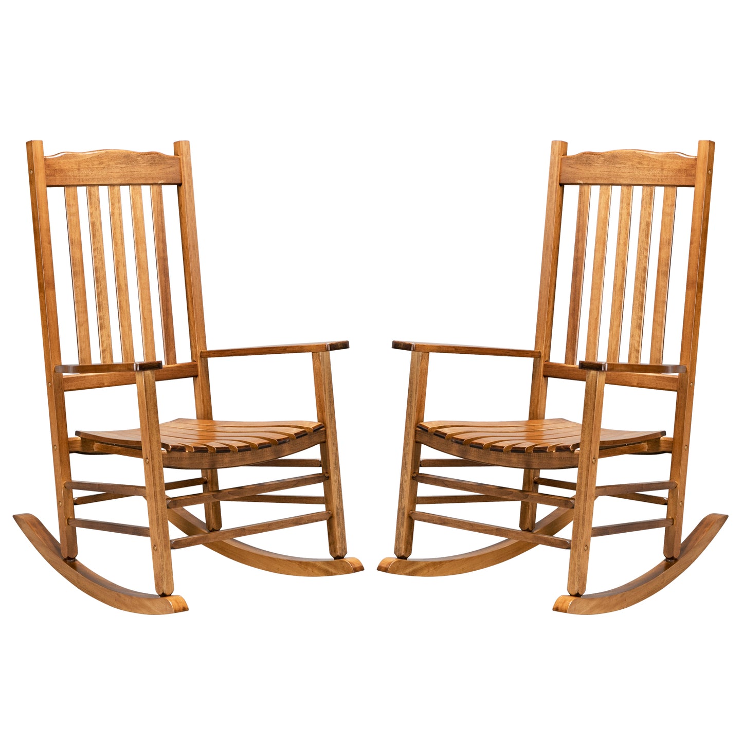 Square Wooden Rocking Chair Wavy Backboard Original Color