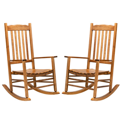 Square Wooden Rocking Chair Wavy Backboard Original Color