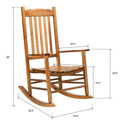 Square Wooden Rocking Chair Wavy Backboard Original Color