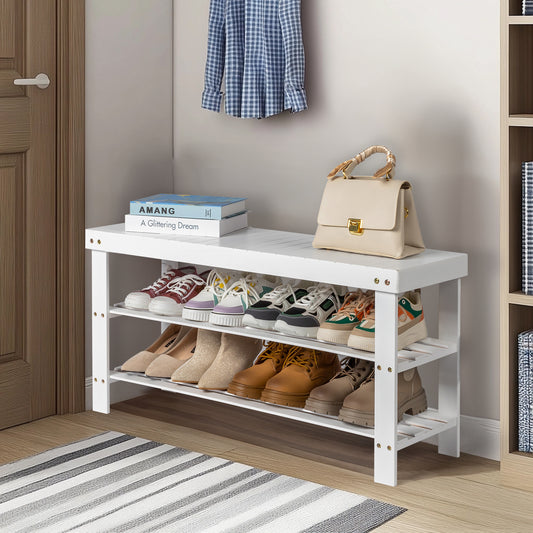 3-Tier Seamless Top Bamboo Shoe Rack