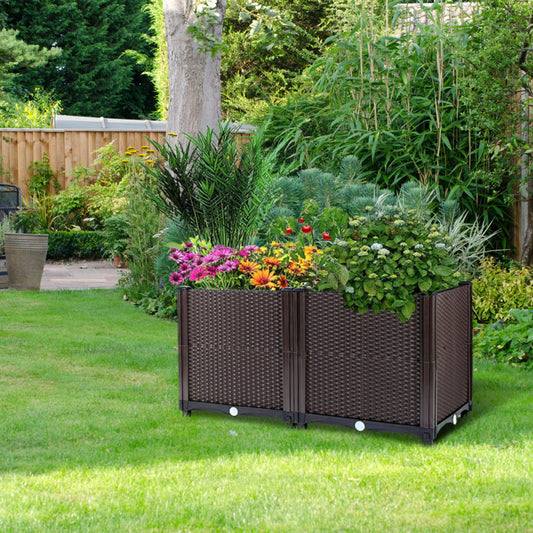 Raised Garden Bed Planter for Outdoor Plants Plastic Planters Box Elevated Garden Boxes Plant Pots of Garden Patio Balcony Deck to Planting Flowers Vegetables Tomato and Herbs
