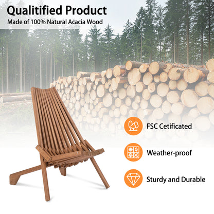 【Replace 66876605】Wood Folding Chair for Outdoor, Low Profile Acacia Wood Lounge Chair for Balcony Porch Backyard Patio Lawn Garden