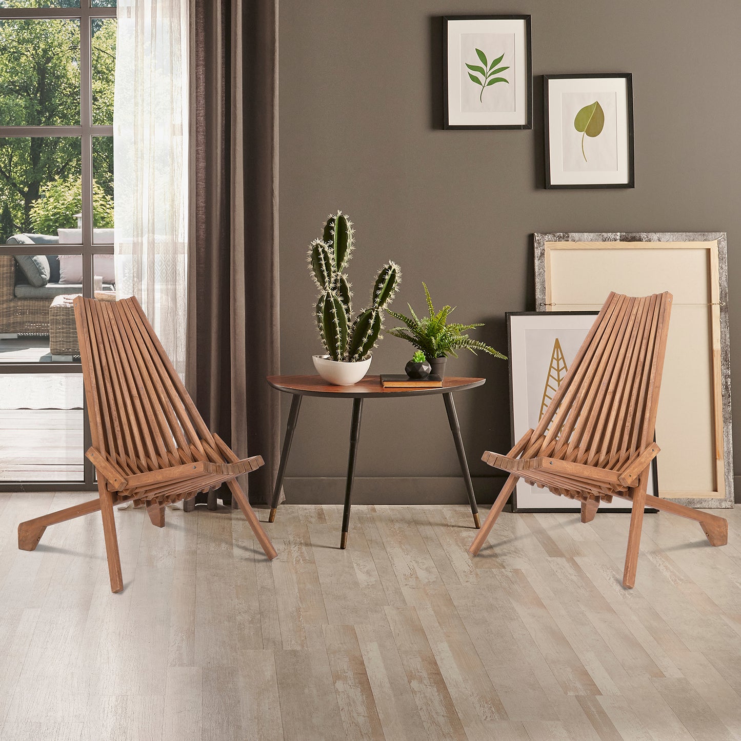 【Replace 66876605】Wood Folding Chair for Outdoor, Low Profile Acacia Wood Lounge Chair for Balcony Porch Backyard Patio Lawn Garden