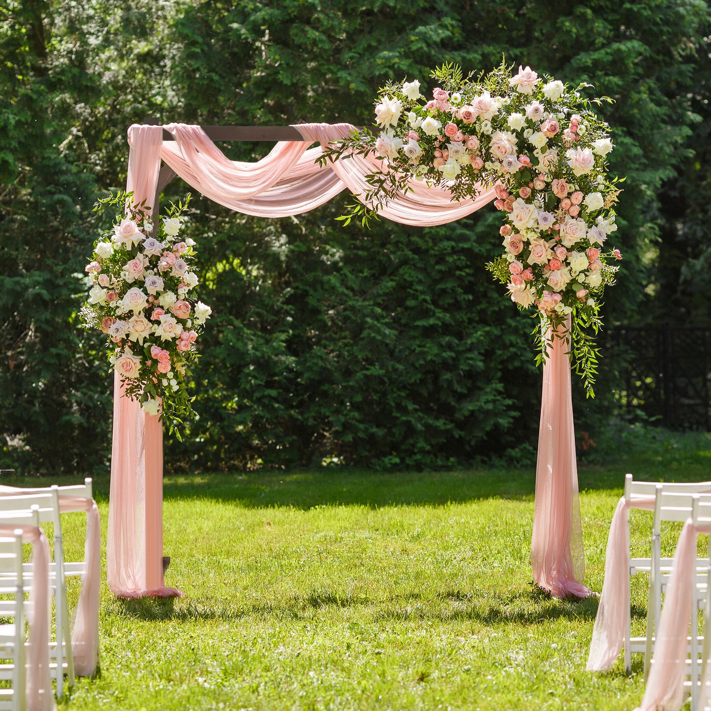 7.2FT Wooden Wedding Arch, Square Wood Arch Wedding Arbor Backdrop Stand for Indoor Outdoor Ceremony Party Proposal Scene Garden Beach Forest Rustic Boho Decoration