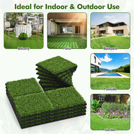 30 PCS 12" x 12“ Interlocking Artificial Grass Tiles