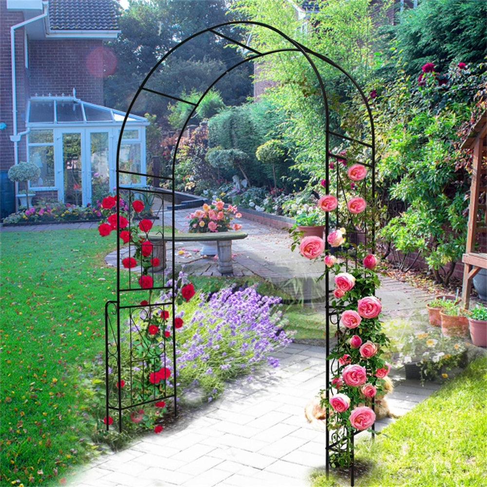 Steel Garden Arch with Gate ( Amazon Shipping)（Prohibited by WalMart）