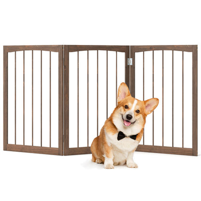 63" x 30" Brown Wooden Pet Fence