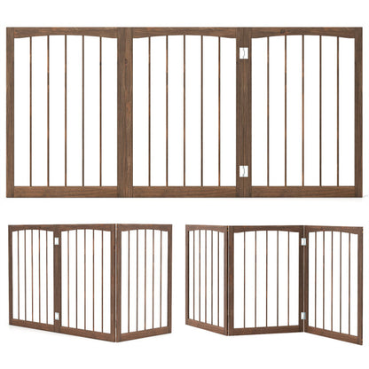 63" x 30" Brown Wooden Pet Fence