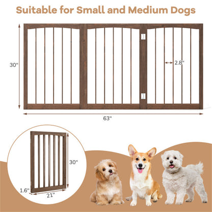 63" x 30" Brown Wooden Pet Fence