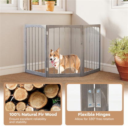 63" x 30" Gray Wooden Pet Fence