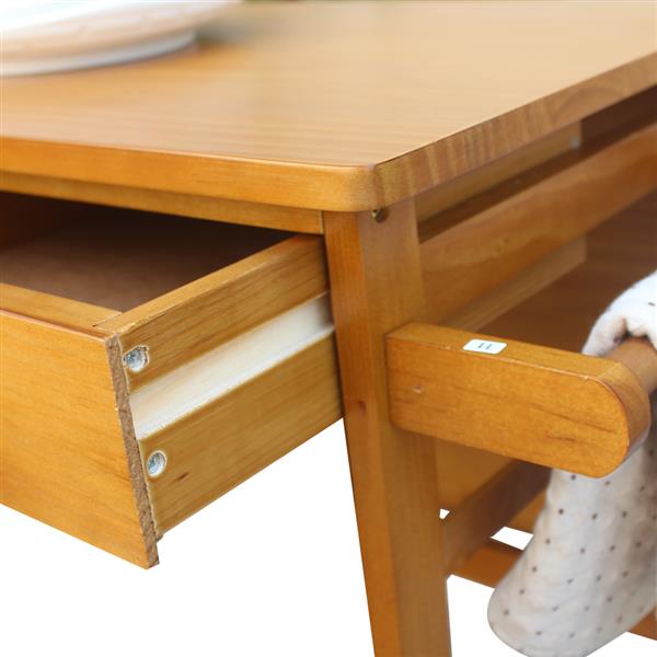 Square Solid Wood Folding Dining Cart with 2 Free Stools Brown