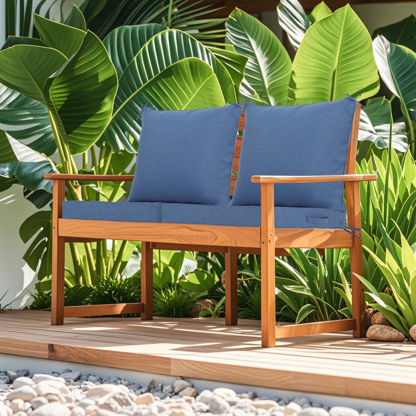 2 PCS Set 24x24 in Outdoor Deep Seat Cushion- Waterproof Fade-Resistant Patio Furniture Cushions with Removable Covers, Adjustable Straps & Handles,Navy Blue